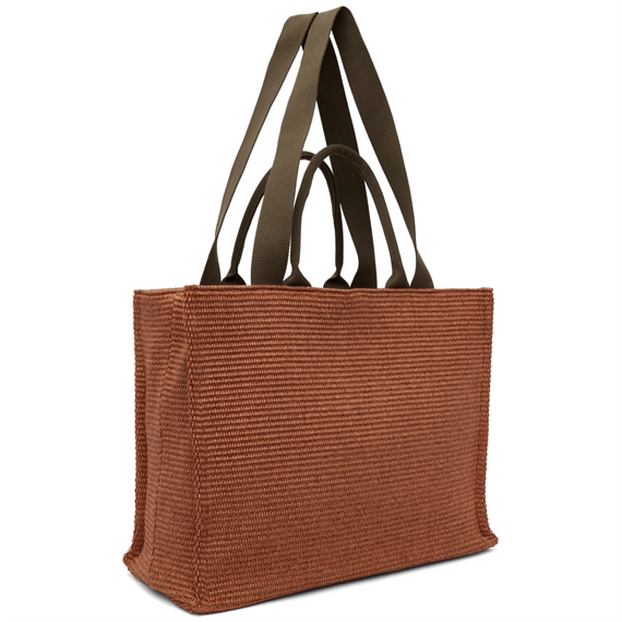 Marni Large Raffia Tote Bag, Brick/Olive 